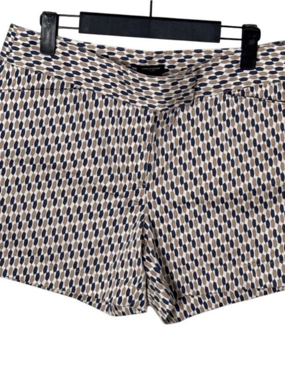 Ann Taylor Signature Short-Straight Through Hip &Thigh Geometric Navy/Gold